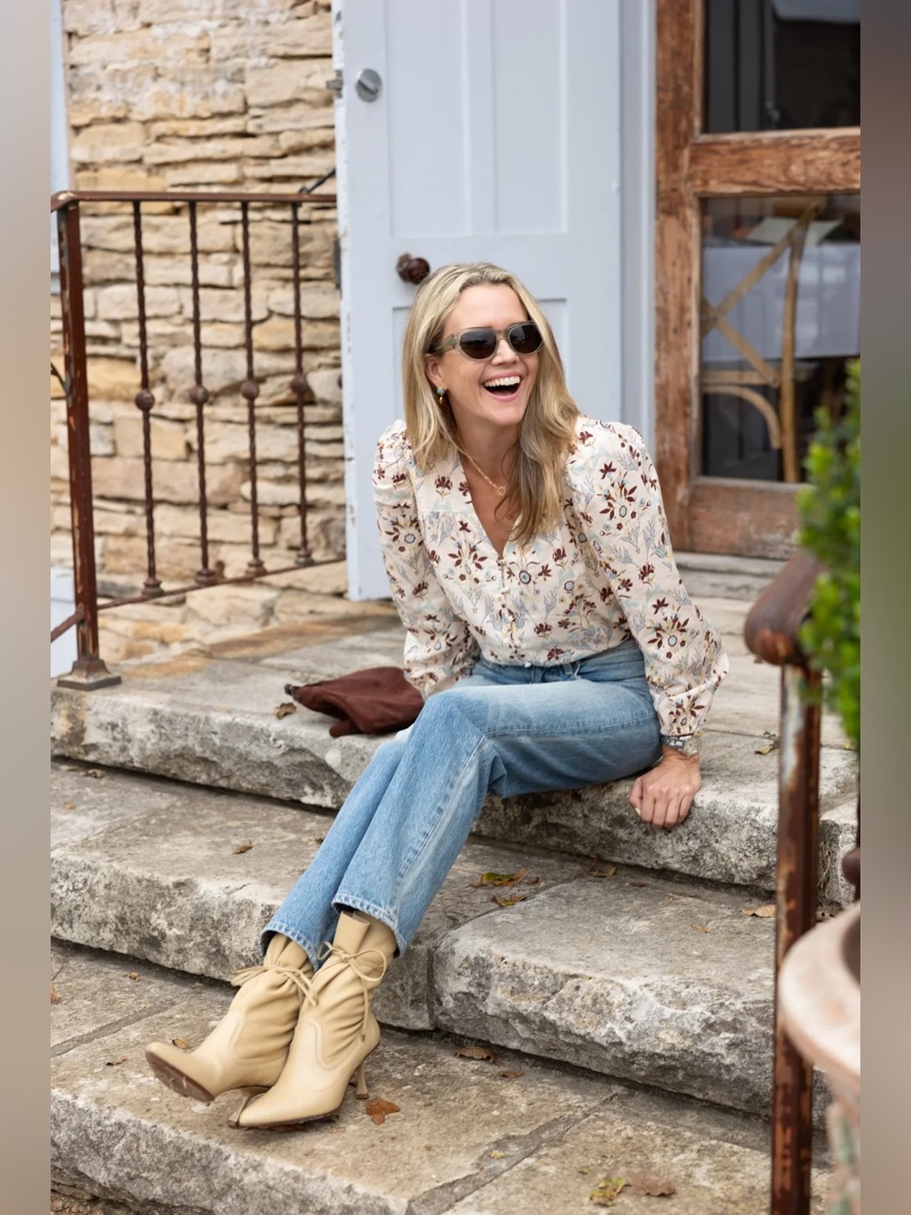 Mason’s Daughter V-Neck Top in Migonette Floral